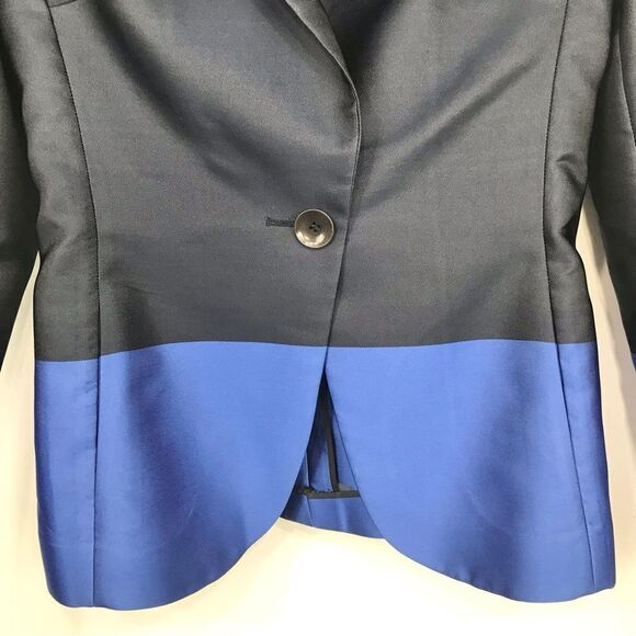 Escada Shades of Blue Striped Silk Blend Blazer Jacket - Picture 7 of 16